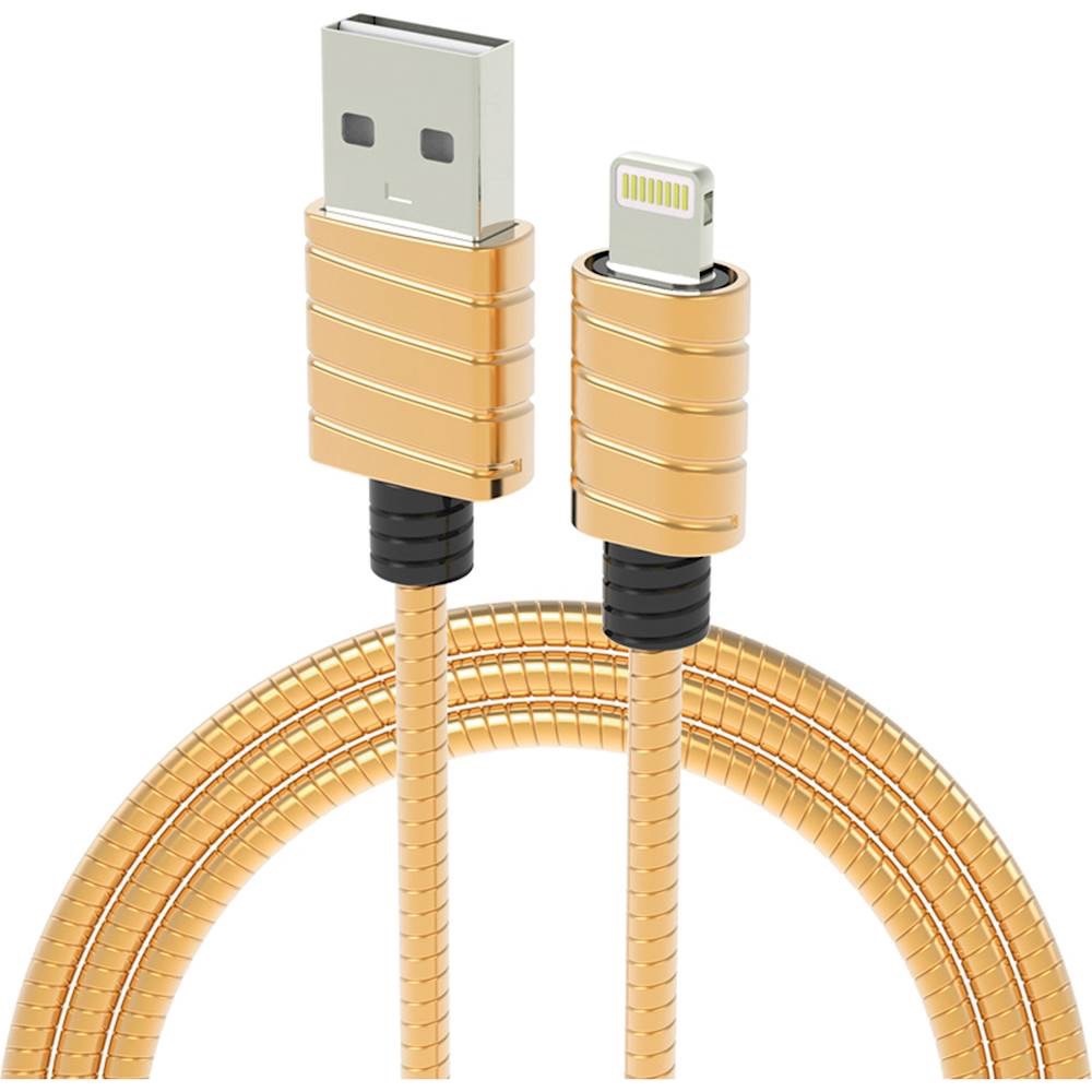 4ft Stainless Steel Apple Lightning Charging Cable. USB A - Lightning.